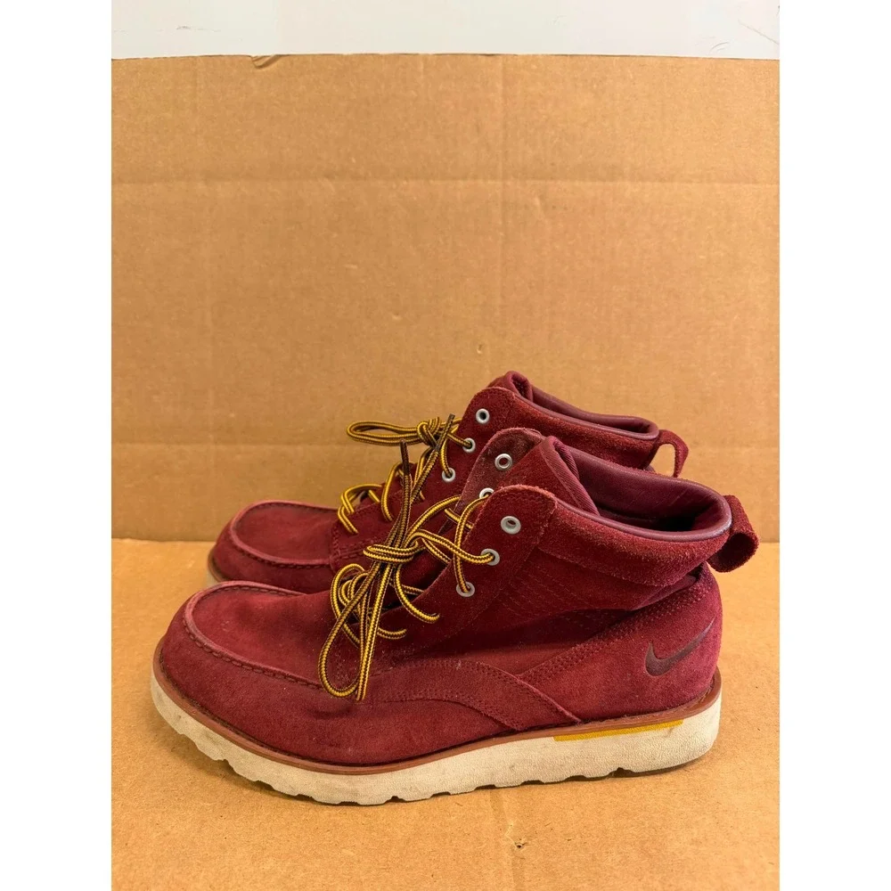 Nike ACG Kingman Suede Leather Boots Dark Team Red Darkold Leaf Size 11 US